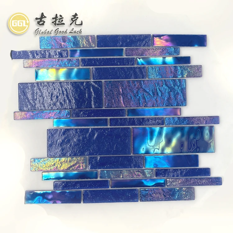 shining dark  blue color swimming pool tiles glass mosaic tile supplier