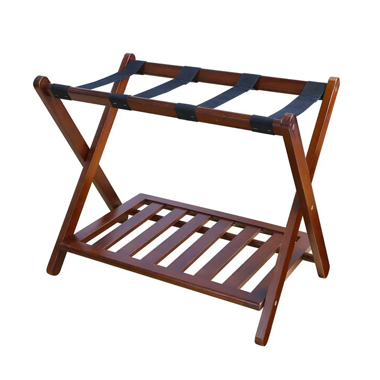 Nulon Strip Foldable Solid Wooden Suitcase Stand Furniture Hotel Luggage Rack