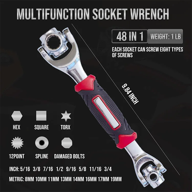 48 in 1 Tools Socket Adjustable Ratchet Wrench for Furniture Car Repair