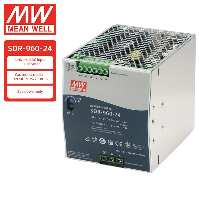 MEAN WELL SDR-960-24 Power Supply - Reliable Industrial Solution