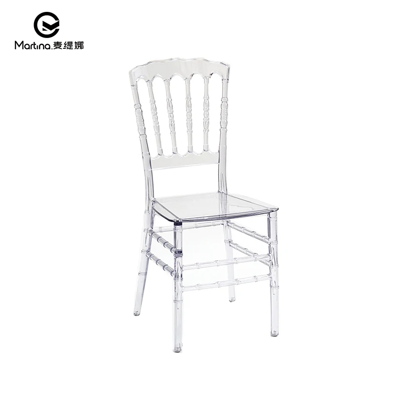 Silla Chiavari de Lujo para Espacios Exteriores Sala de Estar Duradera Cristal Claro Resina Acrílica Acrílica Banquetes Bodas Fiestas Transparente Plástico Claro