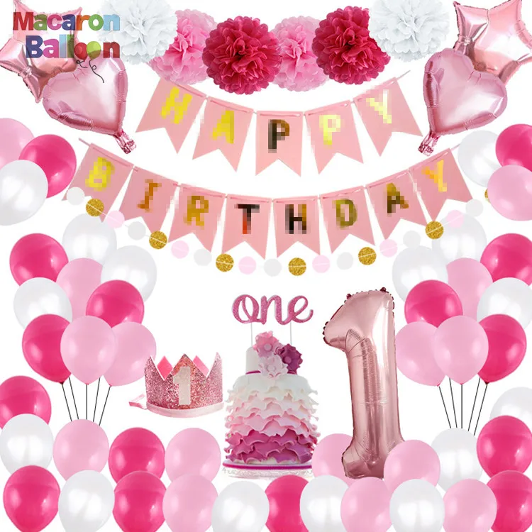 Conjunto De Decoración De Fiesta Para Niña,Set De 1er Tema De Cumpleaños  Con Banner,Corona,Pastel,Color Rosa,Novedad,Kk0150 - Buy Nuevas Llegadas  Niño Rosa 1st Tema Cumpleaños Con Banner Corona Pastel Toppers Fiesta  Decoración Para