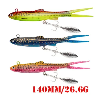 Cheery Fork Tail Lead Head Jig Lure with Spinner Blades and Treble Hooks for Bass Fishing – Metal Jig – view 2