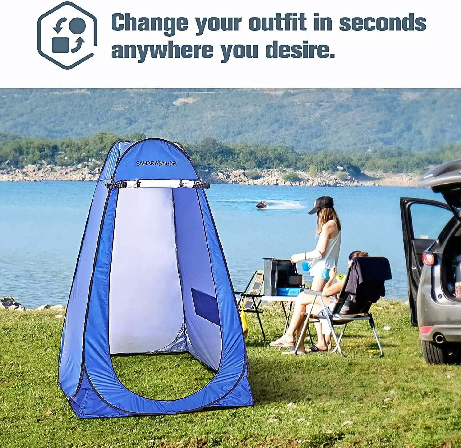 Tente Chambre Portable Extérieure Instantanée Pop Up Douche Confidentialité Camping Toilettes Plage Vestiaire pour extérieur Dressing (Orange