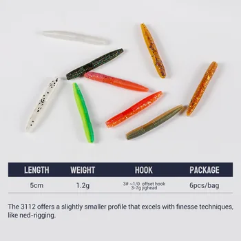 NOEBY Fishing Silicone Worms Artificial Soft Bait Worm Swim Baits Fishing Lure for Freshwater, Saltwater – Soft Lure – view 5