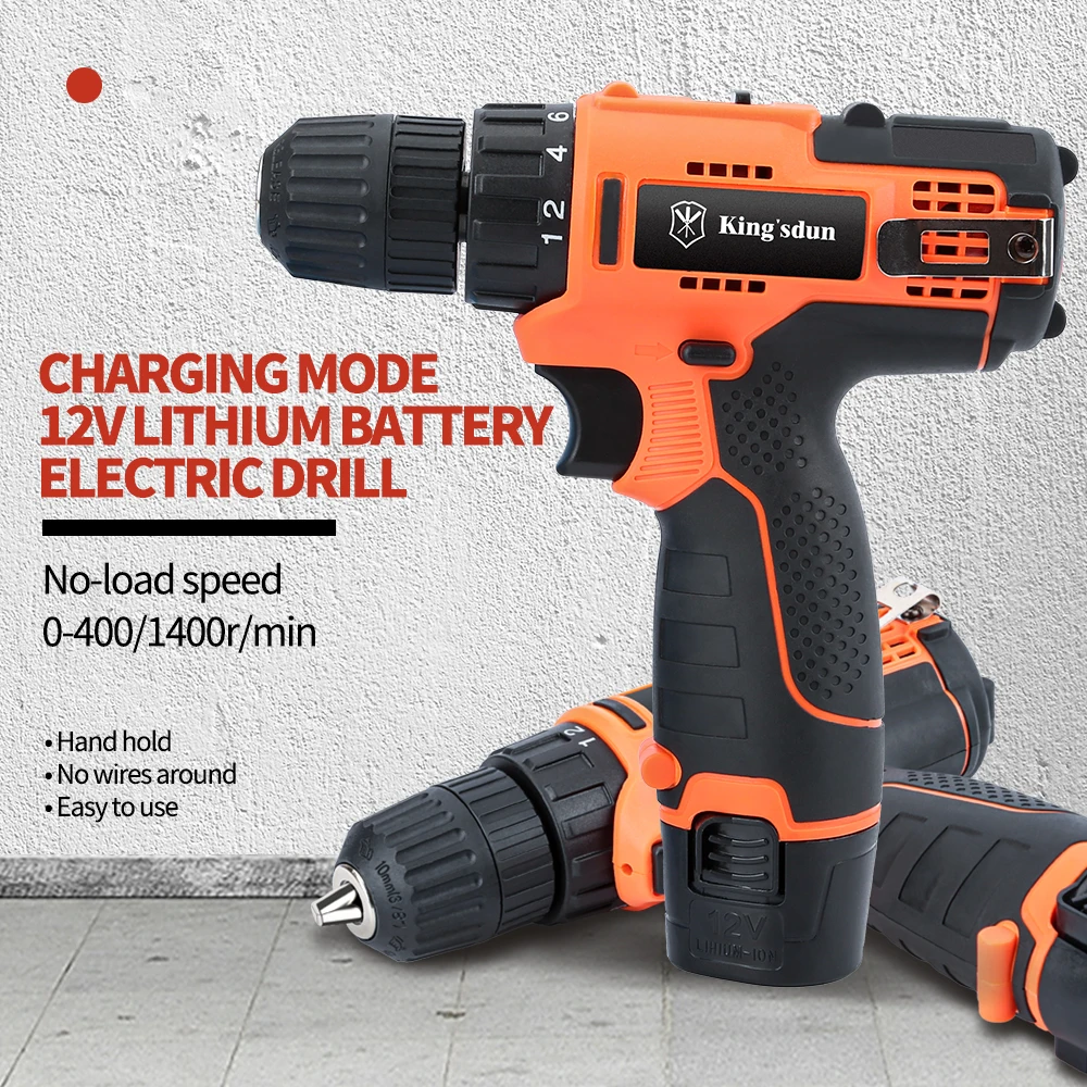 Kingsdun 102pcs Power Tools Combo Set Electric Drill Power Toolkit for Woodworking 12V Electric Drive Impact Drill Set