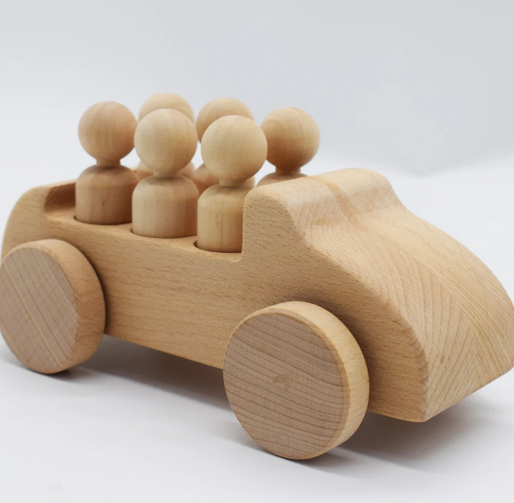Baby Wooden Toys Handmade Peg Dolls Car Crafts