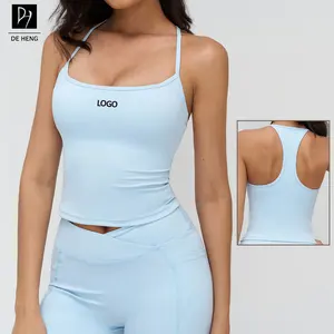 High Support Brassier Deportivo Halter Backless Yoga Vest V-Back Spandex/Nylon Spaghetti Strap Yoga Women Running Sports Bras