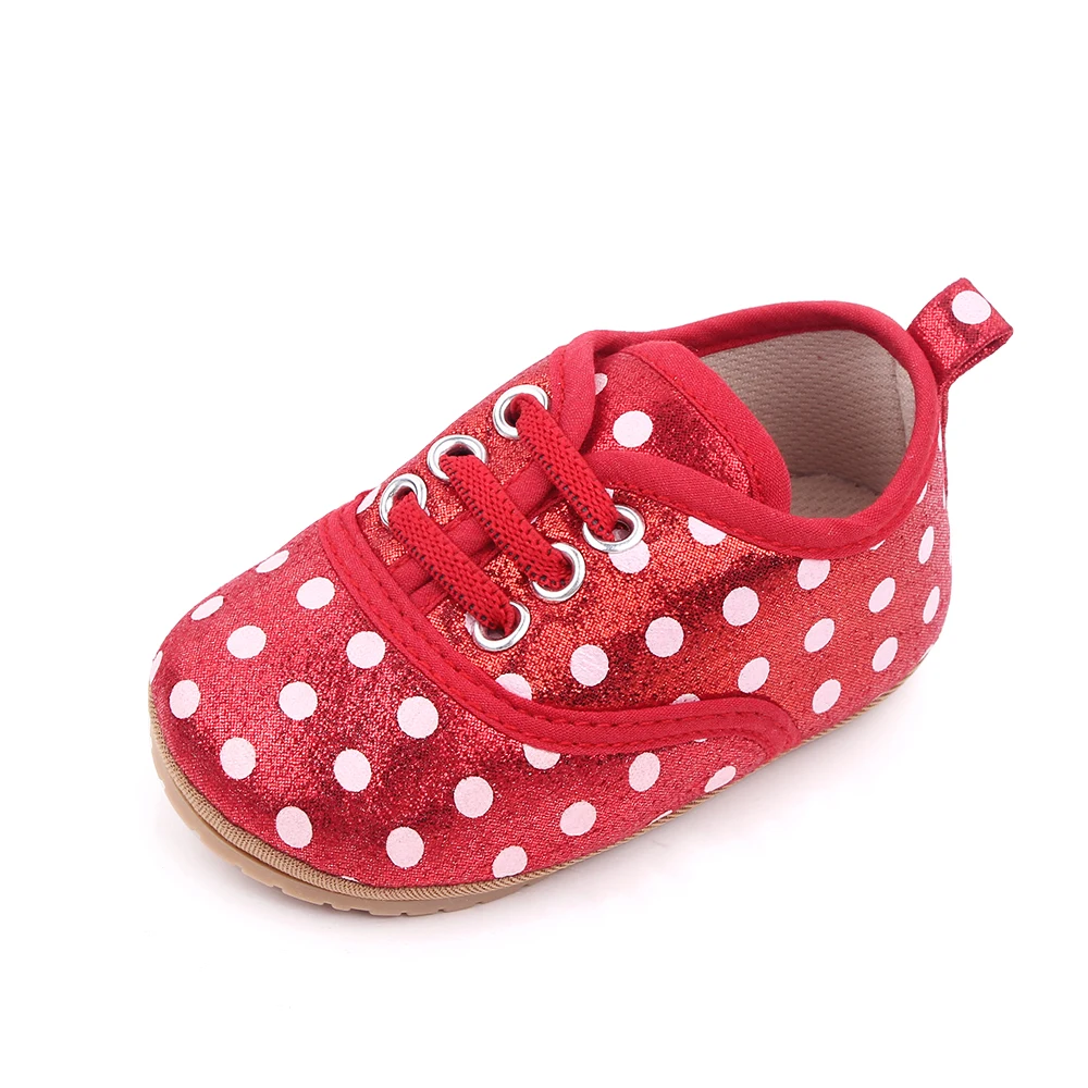 Solid Color Sparkling Round Polka Dot Decorative Elastic Baby Soft Soled Toddler Shoes details