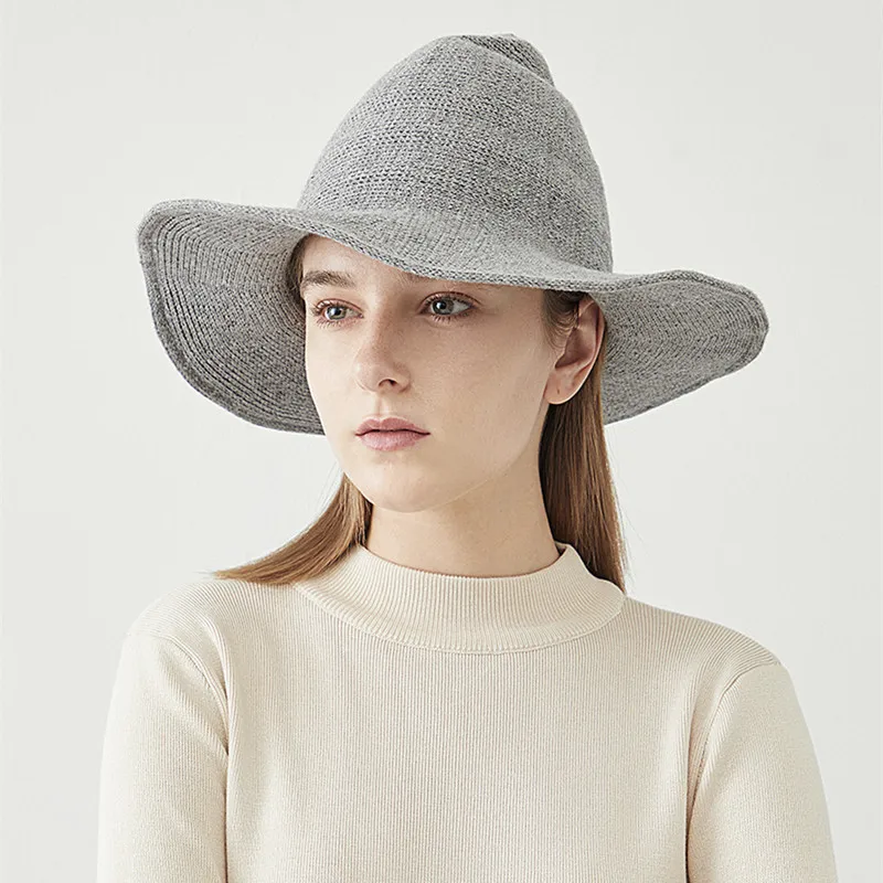 Шерстяная шляпа ведьмы для Хэллоуина, складной костюм, шапка для вечеринки, Женская и мужская вязаная шерстяная шляпа в рыбацком стиле для вечеринки, Декор, праздничная шляпа ведьмы