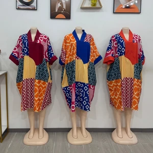 New African Women's Summer Fashion Printed Patchwork Kaftan Plus Size Casual Loose Dress
