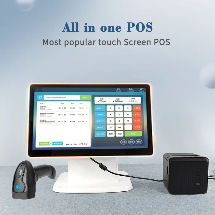 Dual Screen All In One Inch Touch Screen Pos Printer Desktop Pos