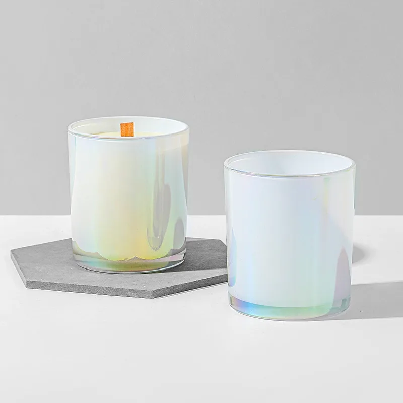 320ml 10oz Luxury Custom White Empty Holographic Glass Iridescent