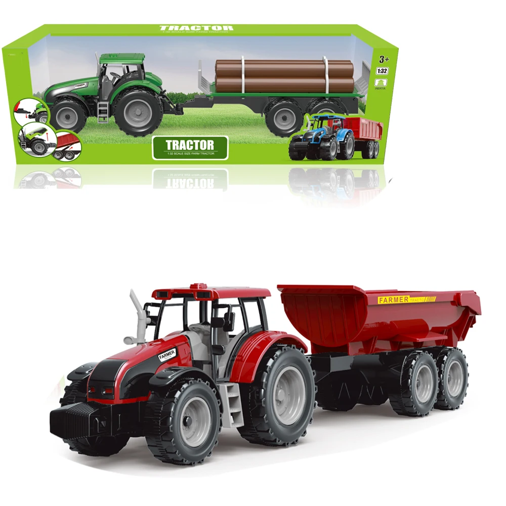 Wholesale Diy farm trailer play set 1:32 plastic friction tractor toy for kids 2023