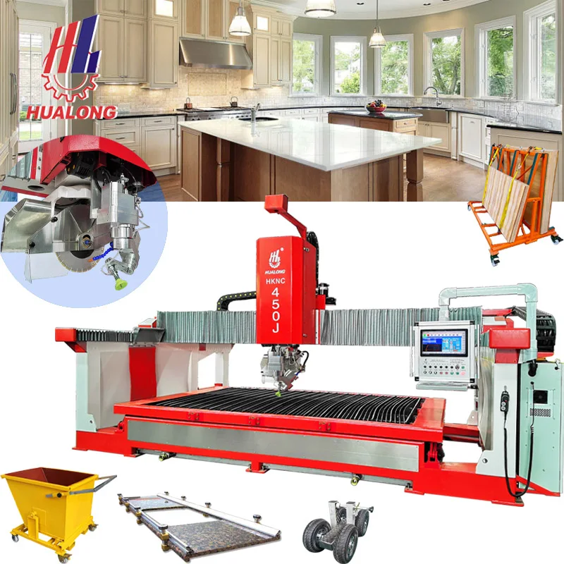 HUALONG Machinery Italian Cnc Software Bridge Saw Granite Marble Stone Cutting Lathe 5axis 5 Axi Axis CNC Machine for Stone