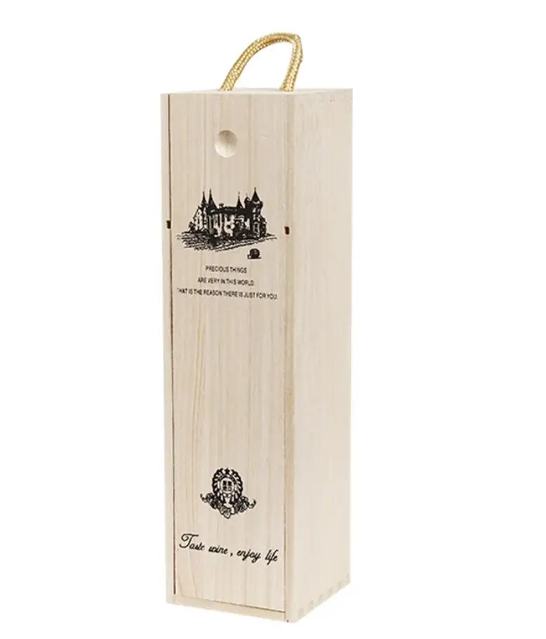 Wooden Wine Box 2pack Single Wine Bottle Wood Storage Gift Box With
