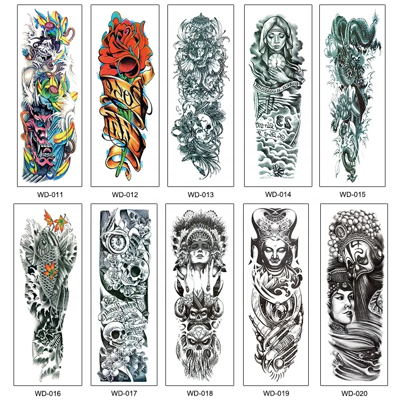 Eco-friendly 3D 4D 5D Colorful Black Eagle Dragon Tattoo Sticker Design Temporary Full Arm Sleeve Print for Men and Women