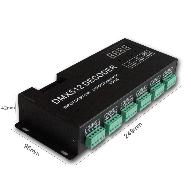 DMX Controller DC5V 12V 24V 24 Channel DMX512 RGBW Decoder for RGBW led strip light