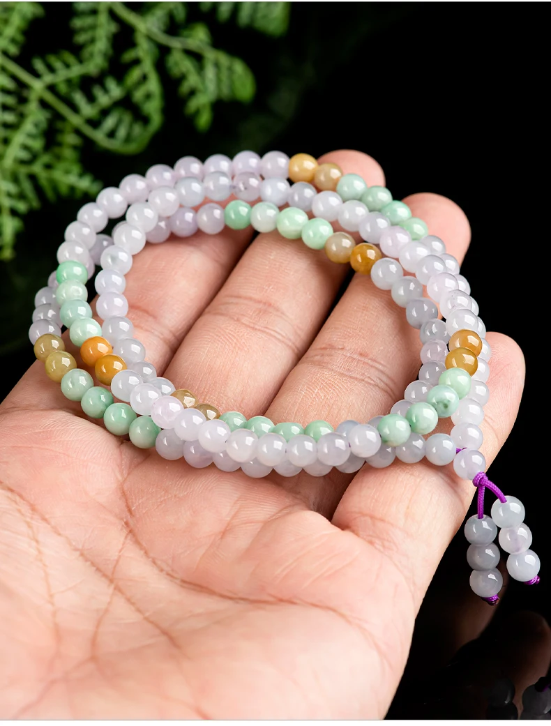 Natural Jadeite 5.5mm Jade Bead Necklace And Threering Bracelet Women