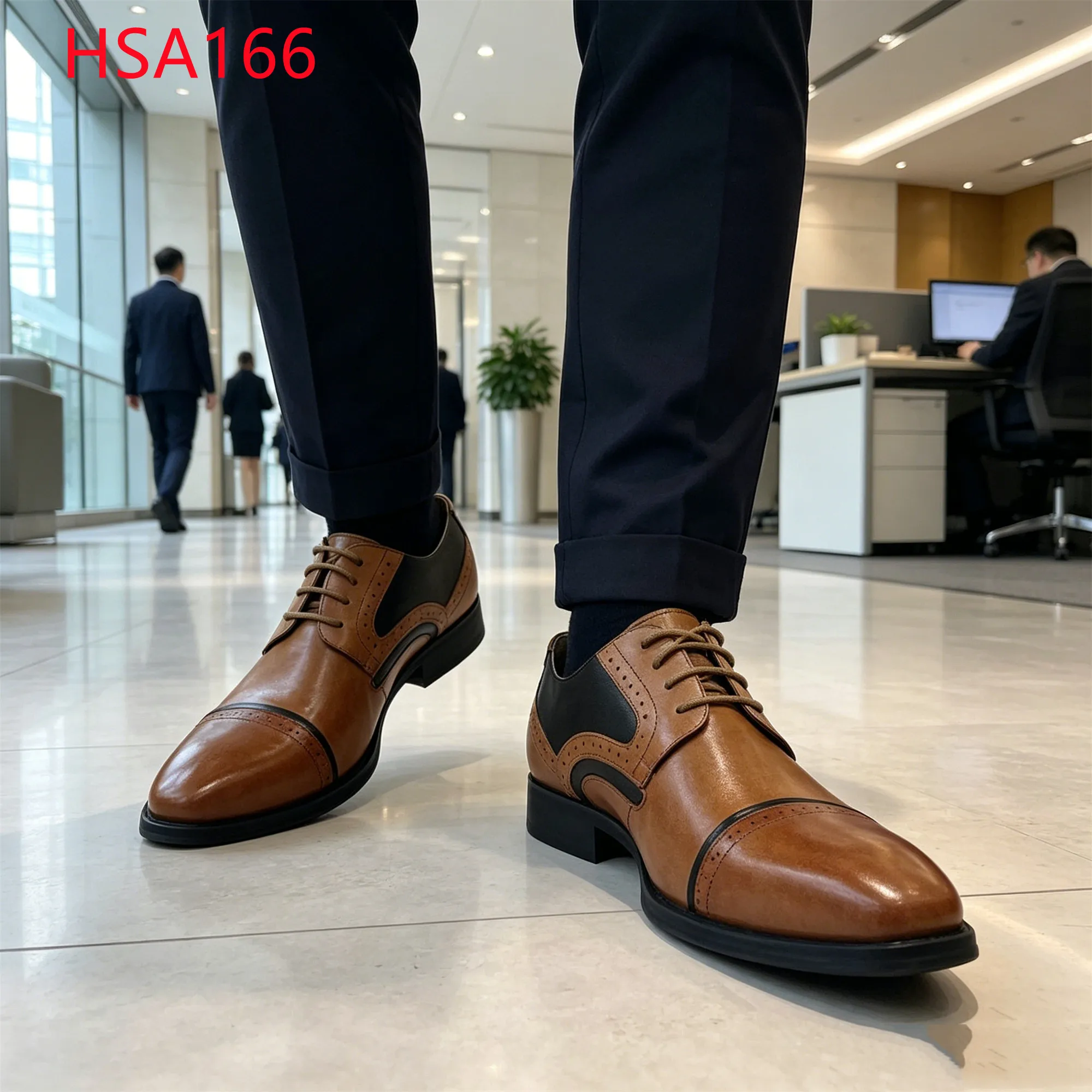 LXG, Scarpe eleganti da uomo in pelle pieno fiore per uso urbano e sociale, in vendita, con fodera in pelle assorbente dell’umidità, scarpe da ufficio maschili HSA166