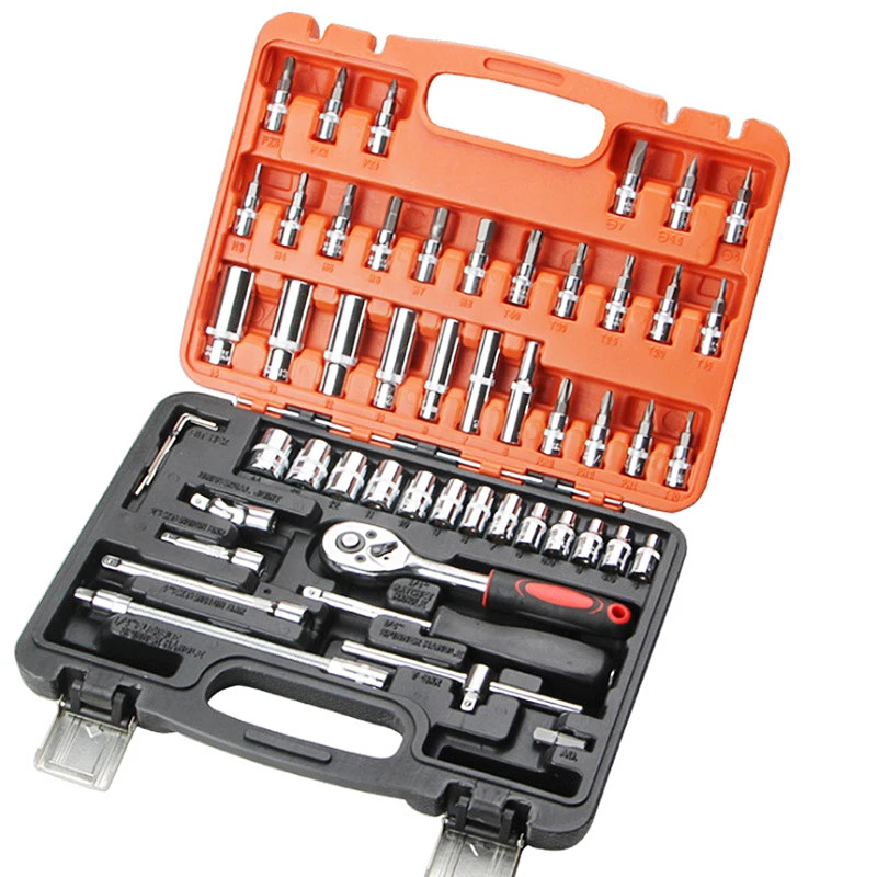 53-Piece Mechanics Tool Set - Ratcheting Driver, Adjustable Wrench, Sockets & Bits