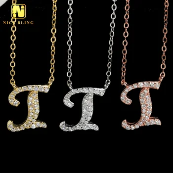 S925 Sterling Silver Letters Chain Pendants Necklaces VVS Moissanite Diamond 26 initial Letters Necklaces Charm For Women