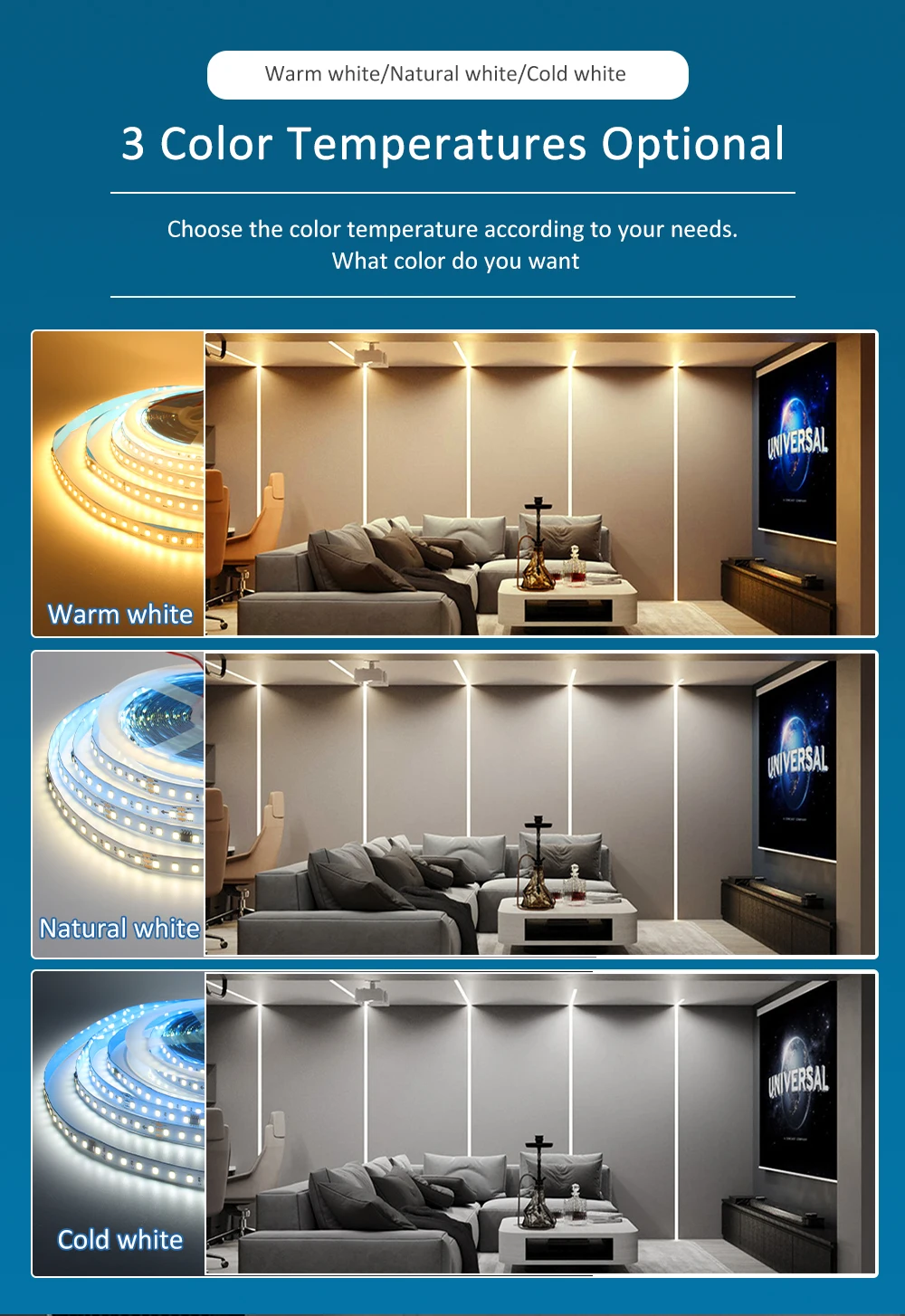 10M DC24V WS2811 LED Strip - Warm White, 50000 Hours Lifespan