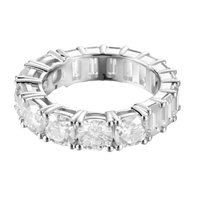 Fire-Sparkling Fully Paved Moissanite Fine Rings 925 Sterling Silver Platinum Plated Eternity Rings for Unisex Hiphop Jewelry