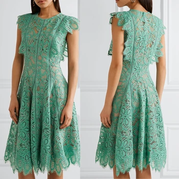 Fashion Summer Custom Clothes Latest New Design Women Lady Elegant Clothing Wholesaler Corded Lace Midi Casual Dresses