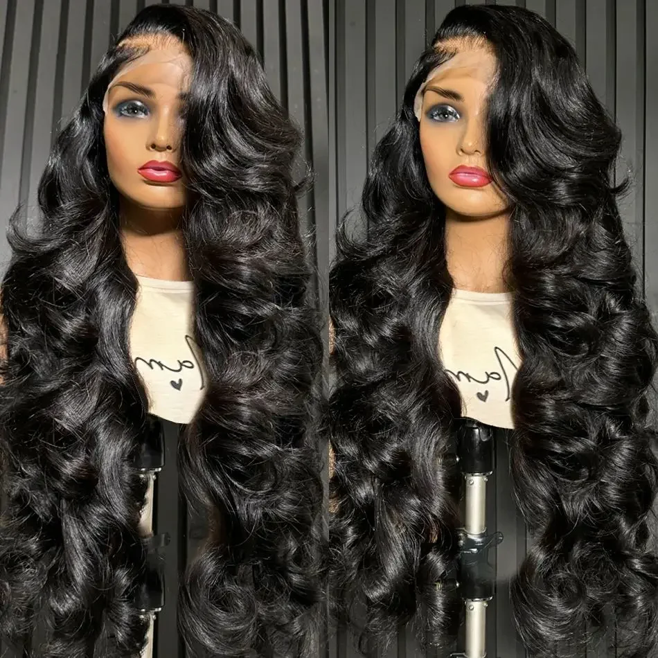 Pelucas frontales de encaje con ondas corporales de densidad 150%, cabello humano brasileño prearrancado para mujeres_voghion.com