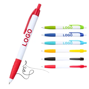 Wholesale ABS Plastic Ballpoint Pen With Customized Logo Printed Retractable Pressed Soft Grip Holder for School Office