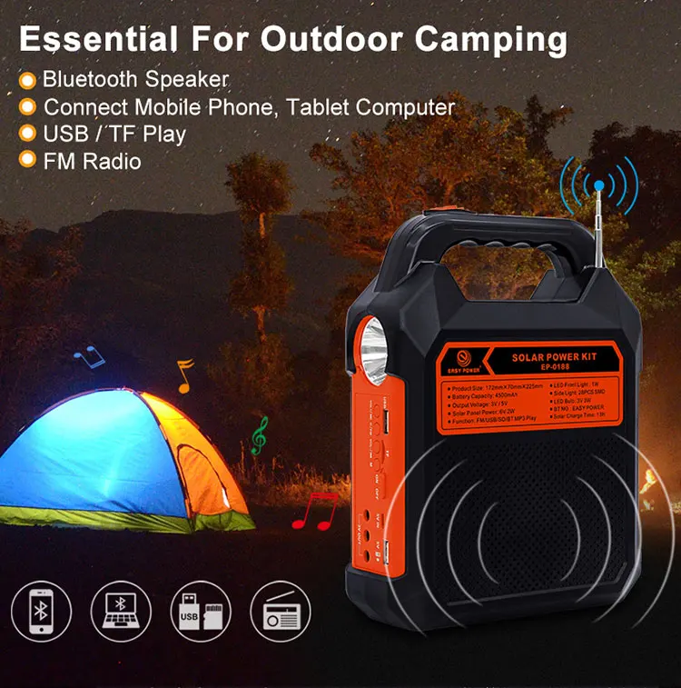 Ep0188 Solar Energy System Lithium 18650 Battery Solar Power Generator