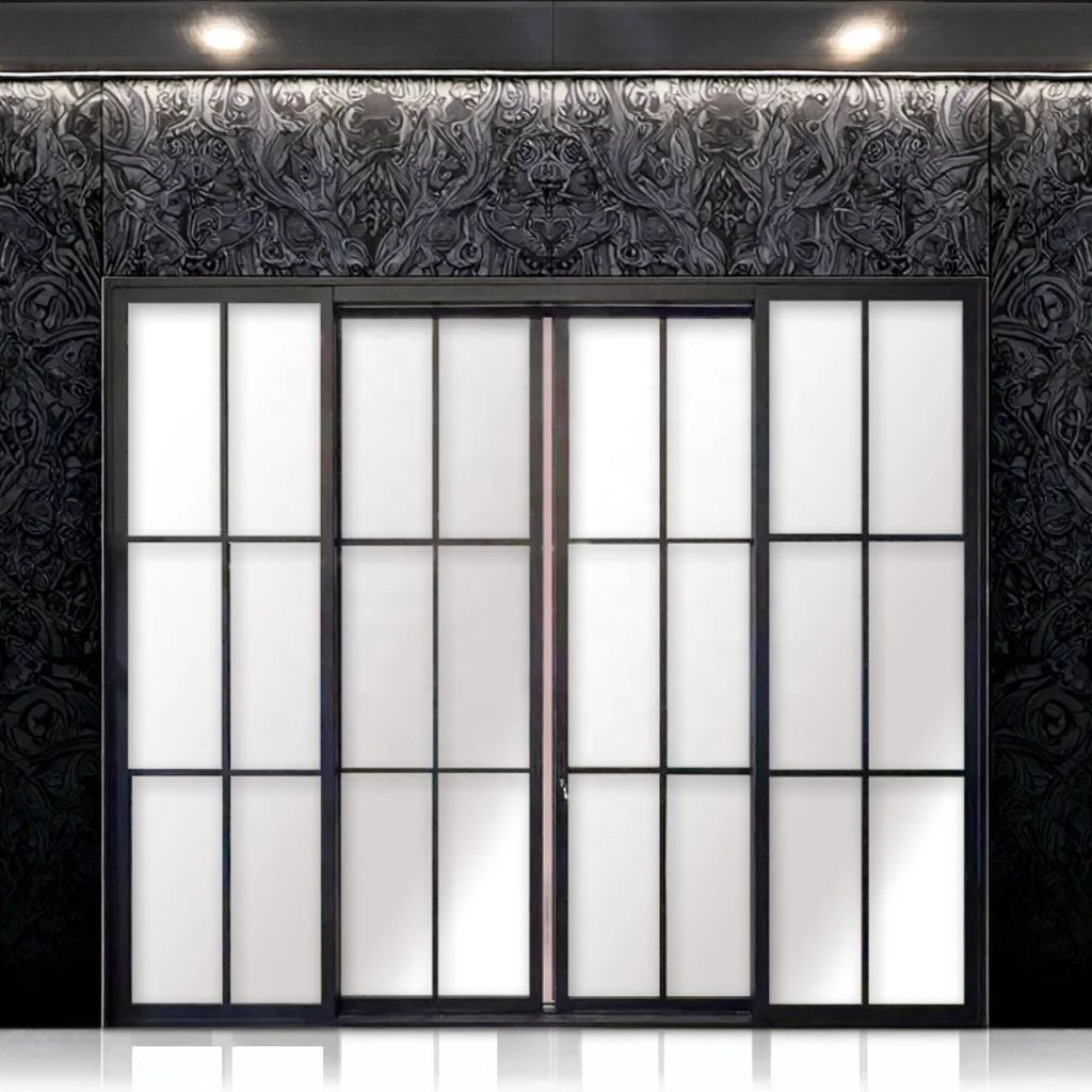 Modern Style Steel Double Glazing Tempered Glass Sliding Doors Windproof Feature Commercial Use 5 Year Warranty Silent Elegant supplier
