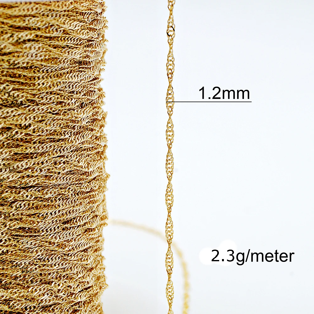 Genuine Gold Au585 Real Gold Solid Pure 14 Karat Gold Singapore Wave  Chain for Jewelry Making