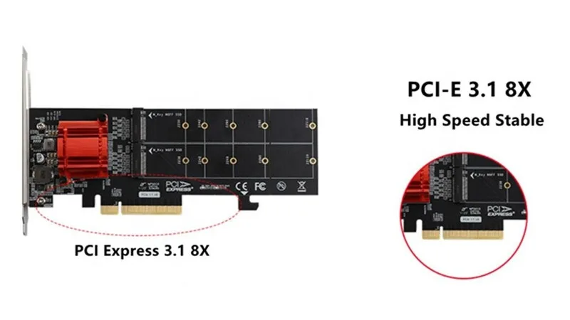 Scheda Convertitore TXB122 PCIe 3.1 X8 ASM2812 A 2 Porte M.2 M-key Verso PCI-e