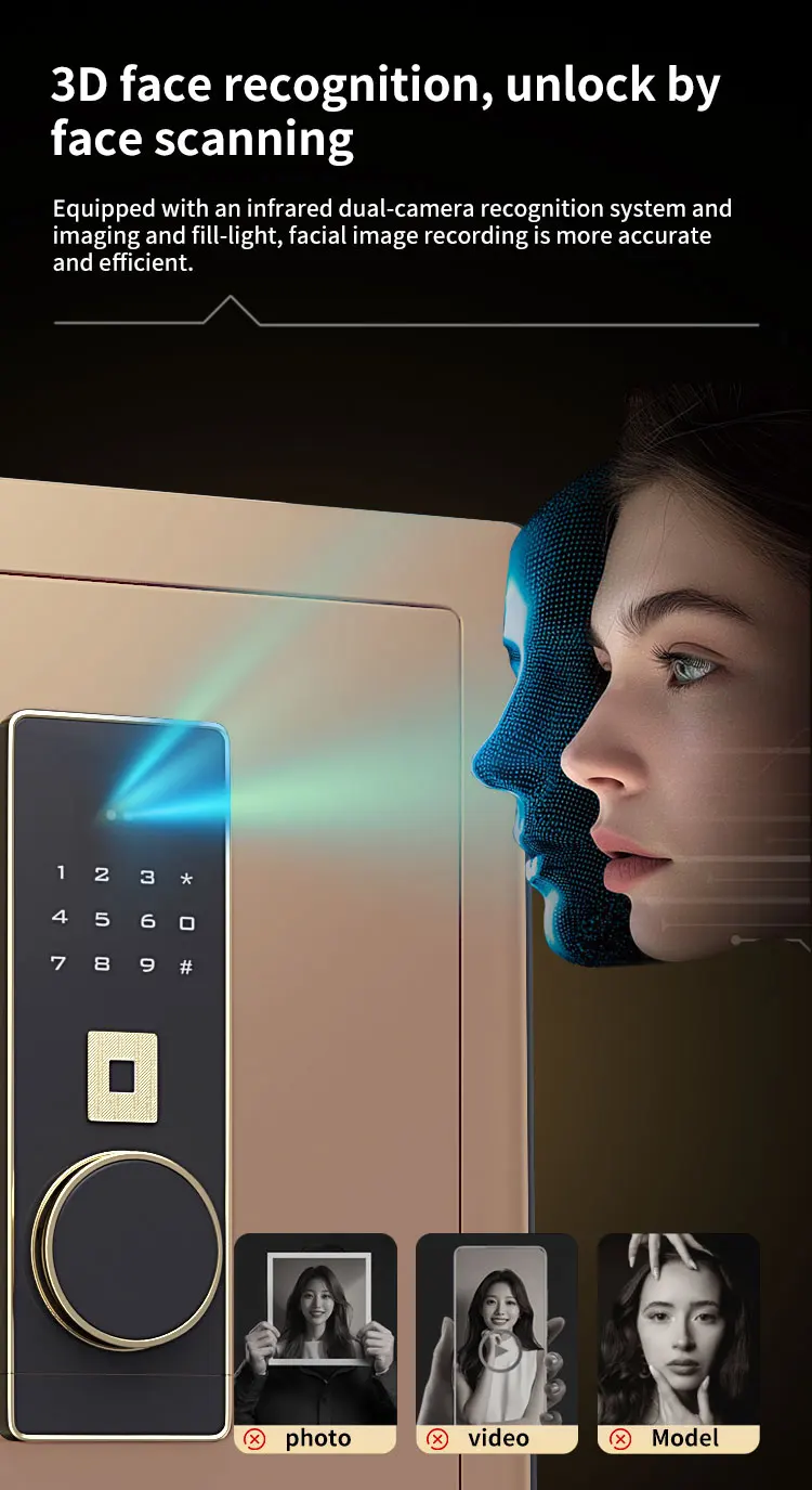 CEQSAFE High Quality Manufacturer Face Recognition TUYA APP Fingerprint Safe Box Electronic Digital Metal Safe Box details