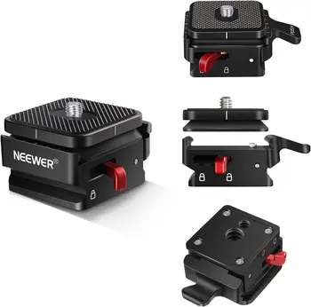 NEEWER Quick Release Plate, Camera Mount Adapter with 1/4" and 3/8" Screw Thread, Quick Release System for Tripod, Monopod