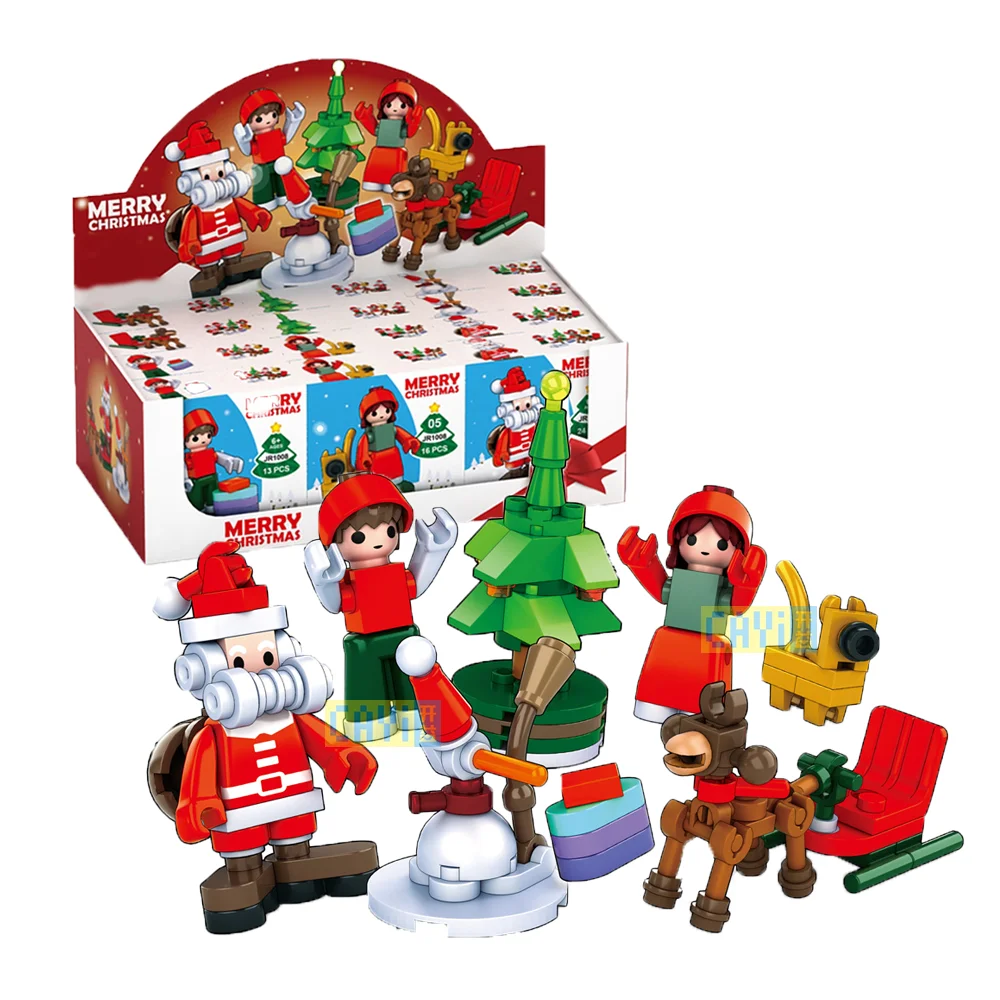 2024 Mini Carino Natale DIY Mattoni Puzzle Giocattoli Decorazione Natale Babbo Natale Inserimento Educativo Mattoni Costruttivi per Bambini