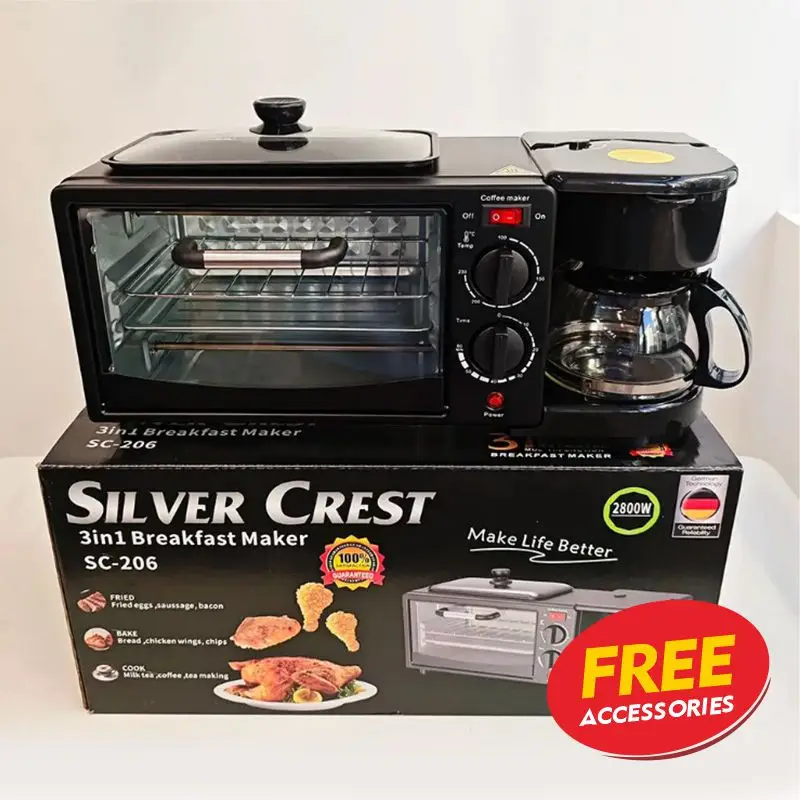 Multifunction Electric 3-in-1 Breakfast Bread bakery Maker Mini Breakfast Machine Coffee Brewer Griddle Suitable Home Use Oven