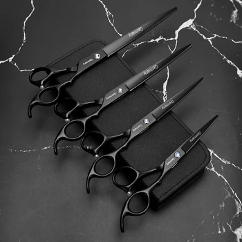 Four Sizes Black Stainless Steel Professional Hairdressing Scissors Thinning Barber Cut Men Hair Scissor