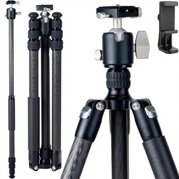 Professional Carbon Fiber Tripod for Digital Camera Waterproof/Shockproof Portable Heavy Duty 530mm Folded Length-DM294C+Q36 detail image