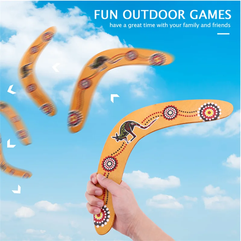 Boomerang-canguro de madera en forma de V, juguete para jugar al aire libre