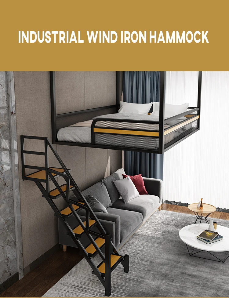 Heavy Duty Dormitory Apartment Loft Bunk Bed Bedroom Furniture Iron
