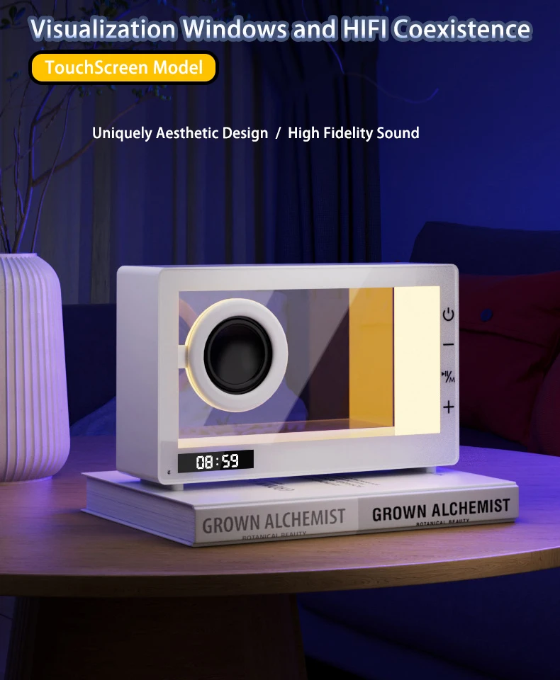 Factory Directly Supply DC5V 800mAh Classic Model Transparent Wireless Bluetooth Speaker with LED clock Display TF Card Playback
