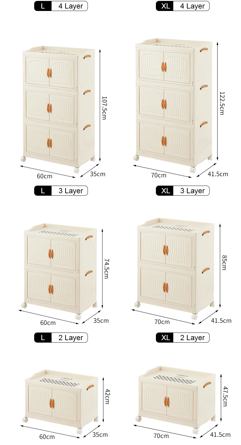 China Factory OEM Storage Organizer Magnet Front Door Open Movable Collapsible Foldable Plastic Storage Wardrobe With Wooden Lid