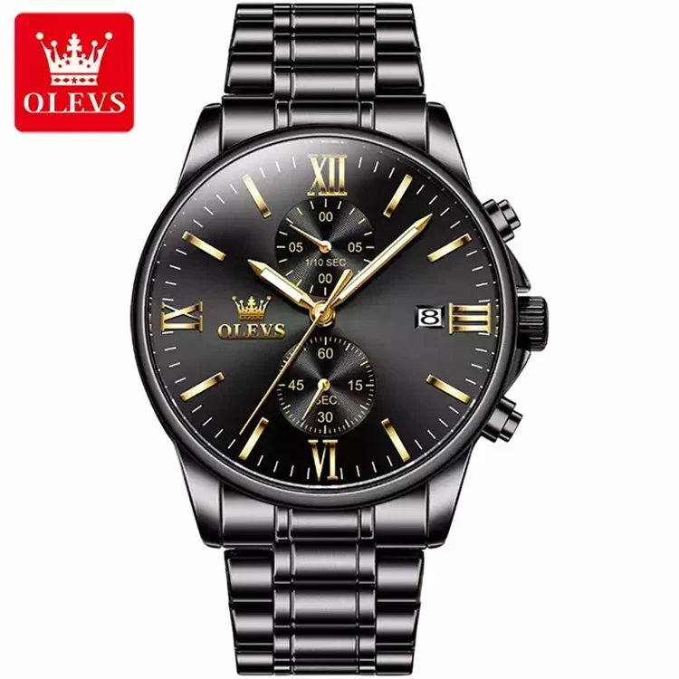 OLEVS 2886 Watches for Men Luxury Chronograph Quartz Watch Fashion Business Waterproof Luminous Stainless Steel Wrist Watch