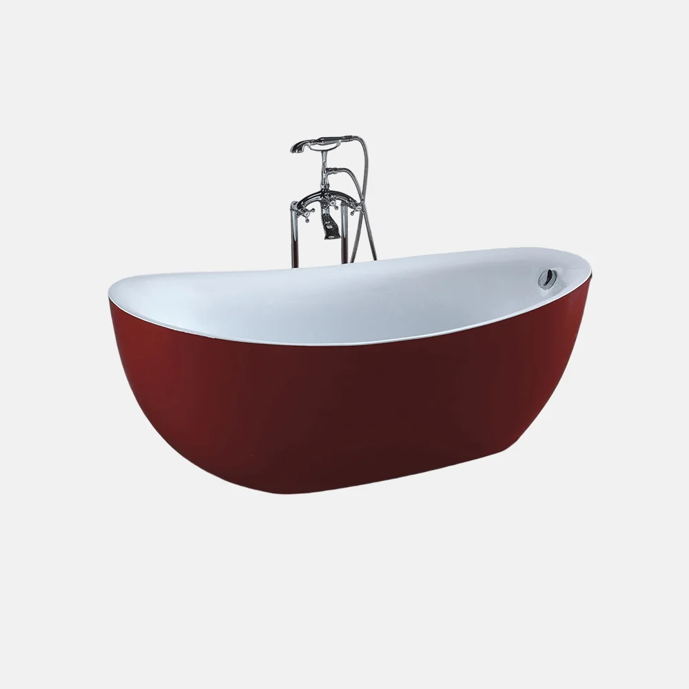 Indoor Freestanding Bathtubs Acrylic Soaking bathtub Stand Alone Durable Soaking With Drainer Hotel  Bath Tub