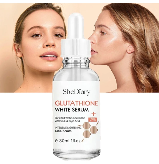 SheDiary Hylonic Glutathione and Vitamin C Serum OEM Seaweed-Based Face Serum for Skin Whitening Repairing Black Spots Firming