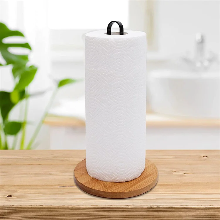 Countertop Black Freestanding Wood Kitchen Paper Towel Holder With Nonslip Base Buy Towel