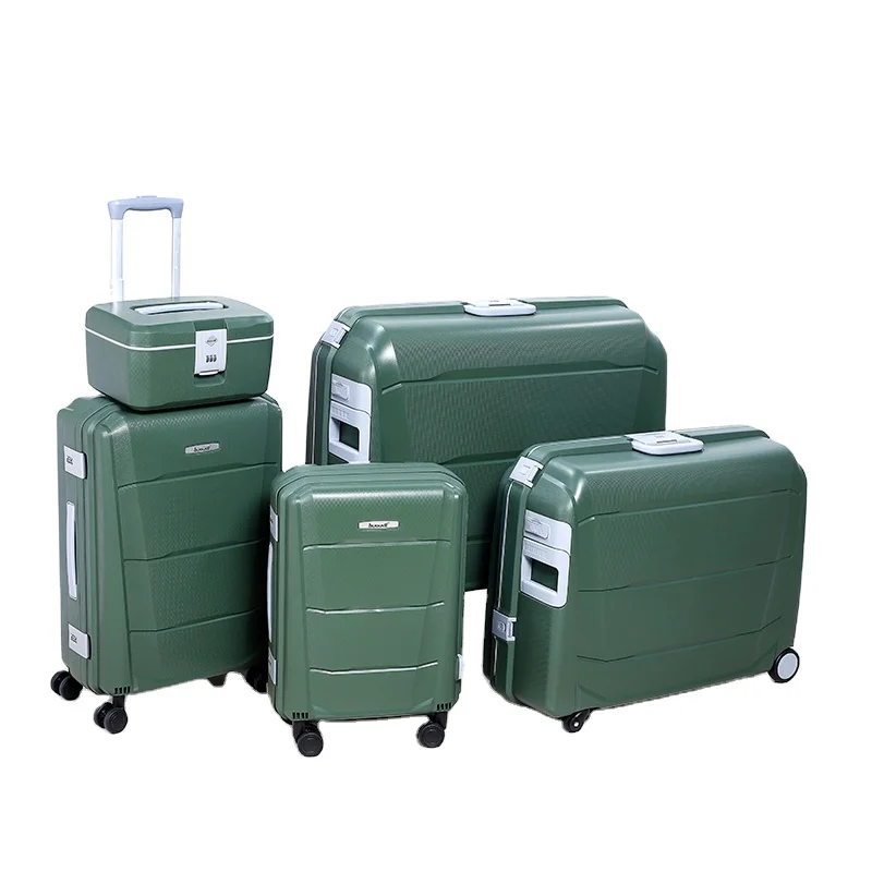 PP Custom Design Hard Shell Luggage Durable Travel Trolley Suitcase 5 Piece Luggage Set